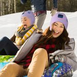 SYPVRY Bluetooth Beanie Hat Wireless Headphone, Men Women Winter Knit Hat with Ear Flaps Music Speaker Hat Outdoor Walking Cap, Purple