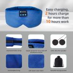 SYPVRY Soft Sleep Eye Mask with Bluetooth Wireless Headphones, Adjustable Music Eye Mask for Sleeping Meditation Insomnia Travel,  Blue