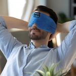 SYPVRY Soft Sleep Eye Mask with Bluetooth Wireless Headphones, Adjustable Music Eye Mask for Sleeping Meditation Insomnia Travel,  Blue