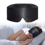 SYPVRY Silk Sleep Mask Light Blocking Eye Mask Soft Breathable Sleeping Eye Mask with Adjustable Velcro Strap, Travel Yoga Nap Eye Cover Mask, Black