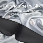 SYPVRY Silk Sleep Mask Light Blocking Eye Mask Soft Breathable Sleeping Eye Mask with Adjustable Velcro Strap, Travel Yoga Nap Eye Cover Mask, Black