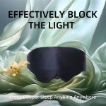 SYPVRY Silk Sleep Mask Light Blocking Eye Mask Soft Breathable Sleeping Eye Mask with Adjustable Velcro Strap, Travel Yoga Nap Eye Cover Mask, Black
