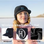 Winter Beanie Bluetooth with Visor Earflaps for Men Women Wireless Bluetooth Headphones Brim Knit Hat Fleece Lined Cold Weather Hat