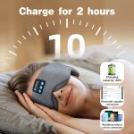 SYPVRY Sleep Mask Bluetooth Headphones Eye Mask for Sleeping, Side Sleepers Wireless Bluetooth Earphones Blackout Sleep Mask Adjustable Airplane Travel Meditation Music Mask