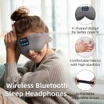 SYPVRY Sleep Mask Bluetooth Headphones Eye Mask for Sleeping, Side Sleepers Wireless Bluetooth Earphones Blackout Sleep Mask Adjustable Airplane Travel Meditation Music Mask