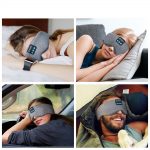 SYPVRY Sleep Mask Bluetooth Headphones Eye Mask for Sleeping, Side Sleepers Wireless Bluetooth Earphones Blackout Sleep Mask Adjustable Airplane Travel Meditation Music Mask