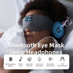 SYPVRY Sleep Mask Bluetooth Headphones Eye Mask for Sleeping, Side Sleepers Wireless Bluetooth Earphones Blackout Sleep Mask Adjustable Airplane Travel Meditation Music Mask