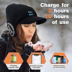 Winter Beanie Bluetooth with Visor Earflaps for Men Women Wireless Bluetooth Headphones Brim Knit Hat Fleece Lined Cold Weather Hat